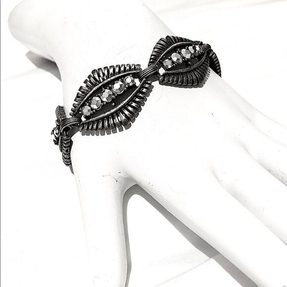 Vintage Banana Bob modernist silver aurum crystal bracelet new old stock 7” - Picture 7 of 9